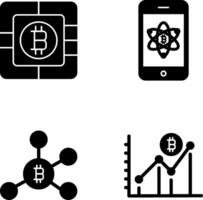 bitcoin chip y móvil icono vector