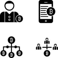 usuario y bitcoin móvil icono vector