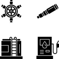 Embarcacion rueda y binocular icono vector
