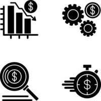 Chart Down and Settings Icon vector