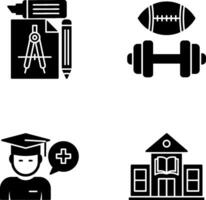 estudiar herramientas y deporte facultad icono vector