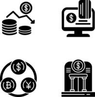 dinero pérdida y en línea pago icono vector