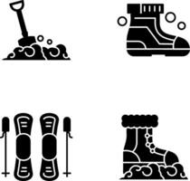 pala y esquí botas icono vector