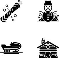 tabla de snowboard y monigote de nieve icono vector