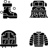 raquetas de nieve y camión icono vector