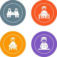 Combined Study and Studying on Desk Icon vector