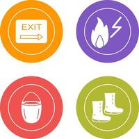 exit and electricity fire Icon vector