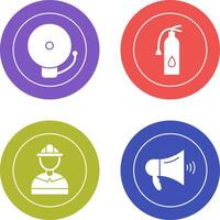 alarm and fire extinguisher Icon vector