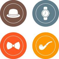 Hat and Watch Icon vector