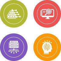 Pyramid Graph and Search Icon vector