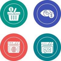 compras cesta y ojo icono vector