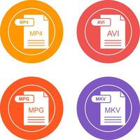 mp4 y avi icono vector