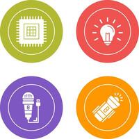 Processor and Light Bulb Icon vector