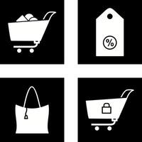 compras carro y descuento etiqueta icono vector