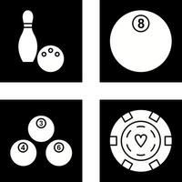 bolos y ocho pelota icono vector