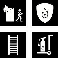 running from fire and fire shield Icon vector