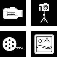 open camera and camera stand Icon vector