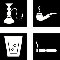 hookah and lit smoking pipe Icon vector