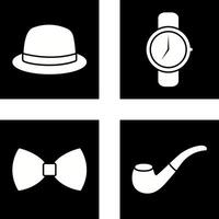 sombrero y reloj icono vector