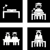 study desk and studying on desk Icon vector