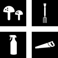 Mushrooms and Gardening Fork Icon vector