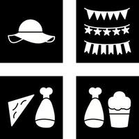 guirnaldas y mujer sombrero icono vector