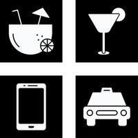 coconut drink and cocktail drink Icon vector