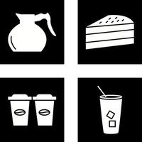 cake slice and coffee pot Icon vector