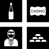 champán botella y casino firmar icono vector