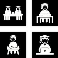 Combined Study and Studying on Desk Icon vector