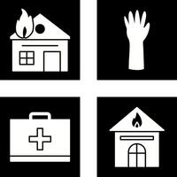 house on fire and gloves Icon vector