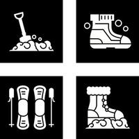 Shovel and Ski Boots Icon vector