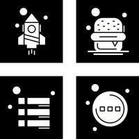 cohete y hamburguesa icono vector