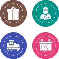 Gift Box and Worker Icon vector