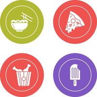 Chinese food and Pizza Icon vector