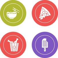 Chinese food and Pizza Icon vector