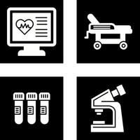 Cardiogram and Hospital Bed Icon vector