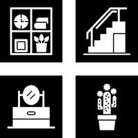 estante para libros y escalera icono vector