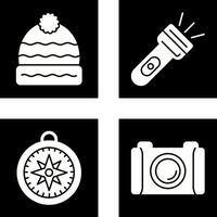 Winter Hat and Flash Light Icon vector