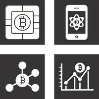 bitcoin chip y móvil icono vector