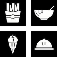 sopa y papas fritas icono vector