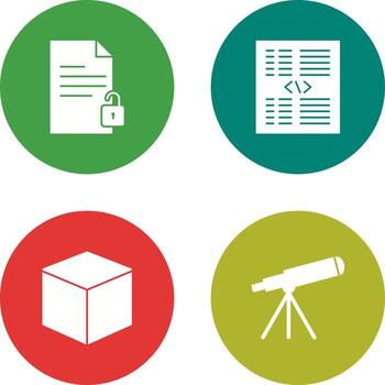 desbloquear documento y pedazo de código icono vector