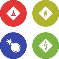 under construction and flammable material Icon vector