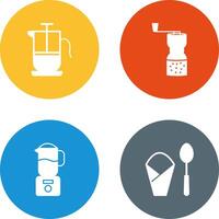 french press and coffee grinder Icon vector