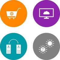 global shopping and cloud sysytem Icon vector
