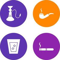 hookah and lit smoking pipe Icon vector