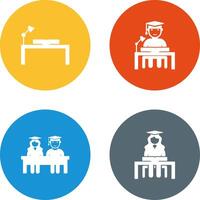 study desk and studying on desk Icon vector