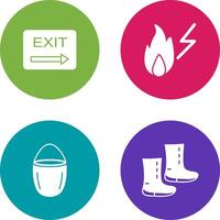 exit and electricity fire Icon vector