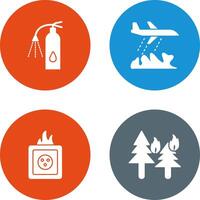 using extinguisher and firefighter plane Icon vector