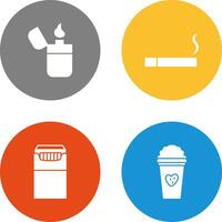 lighter and lit cigarette Icon vector